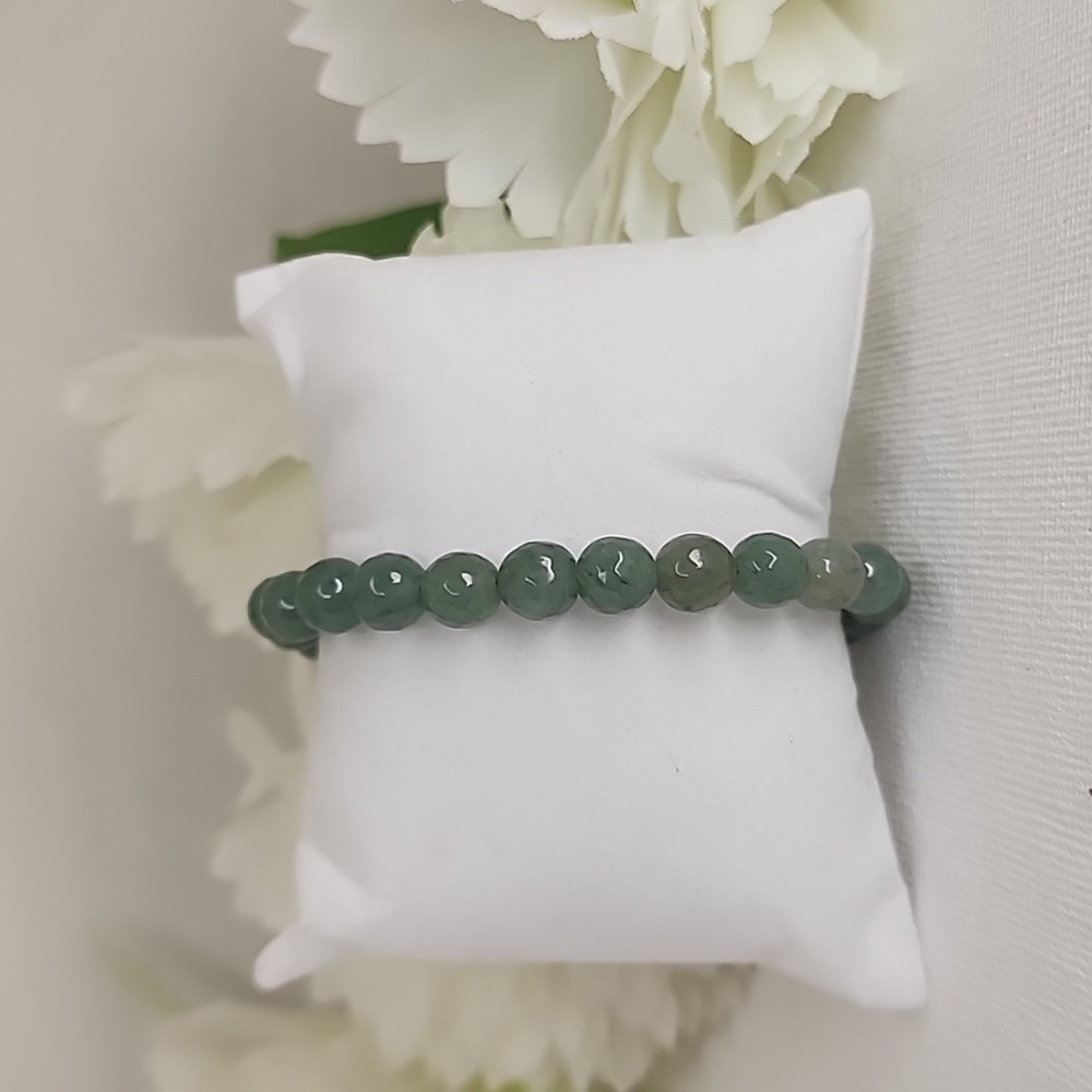 (6) Handmade Aventurine Green Beaded Bracelet